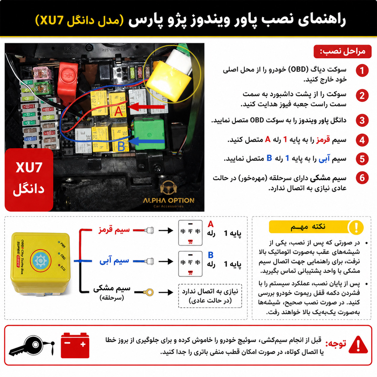 پاور ویندوز فابریک پژو پارس (مدل دانگل XU7)